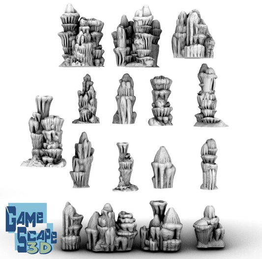 Stalagmite Scatter Terrain by GameScape3D - 3D Printed Tabletop Terrain, Perfect for Wargames, Board Games, Role Playing Games