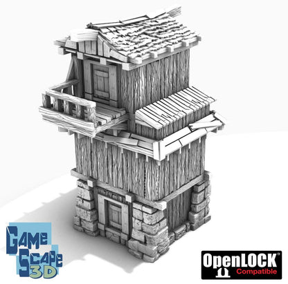 3 Story Timber Frame with Balcony by GameScape3D - 3D Printed Tabletop Terrain, Perfect for Wargames, Board Games, RPGs