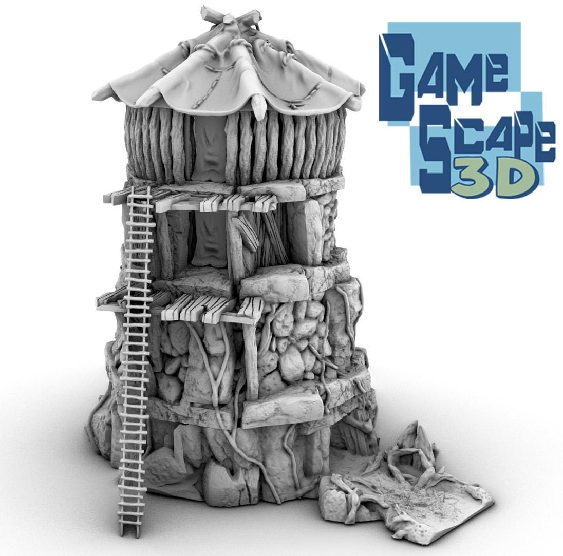 Goblin Swamp Tower by GameScape3D - 3D Printed Tabletop Terrain, Perfect for Wargames, Board Games, RPGs