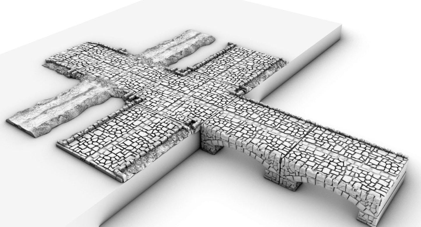 Kings Road and Town Square - 3D Printed Tabletop Terrain, Perfect for Wargames, Board Games, Role Playing Games
