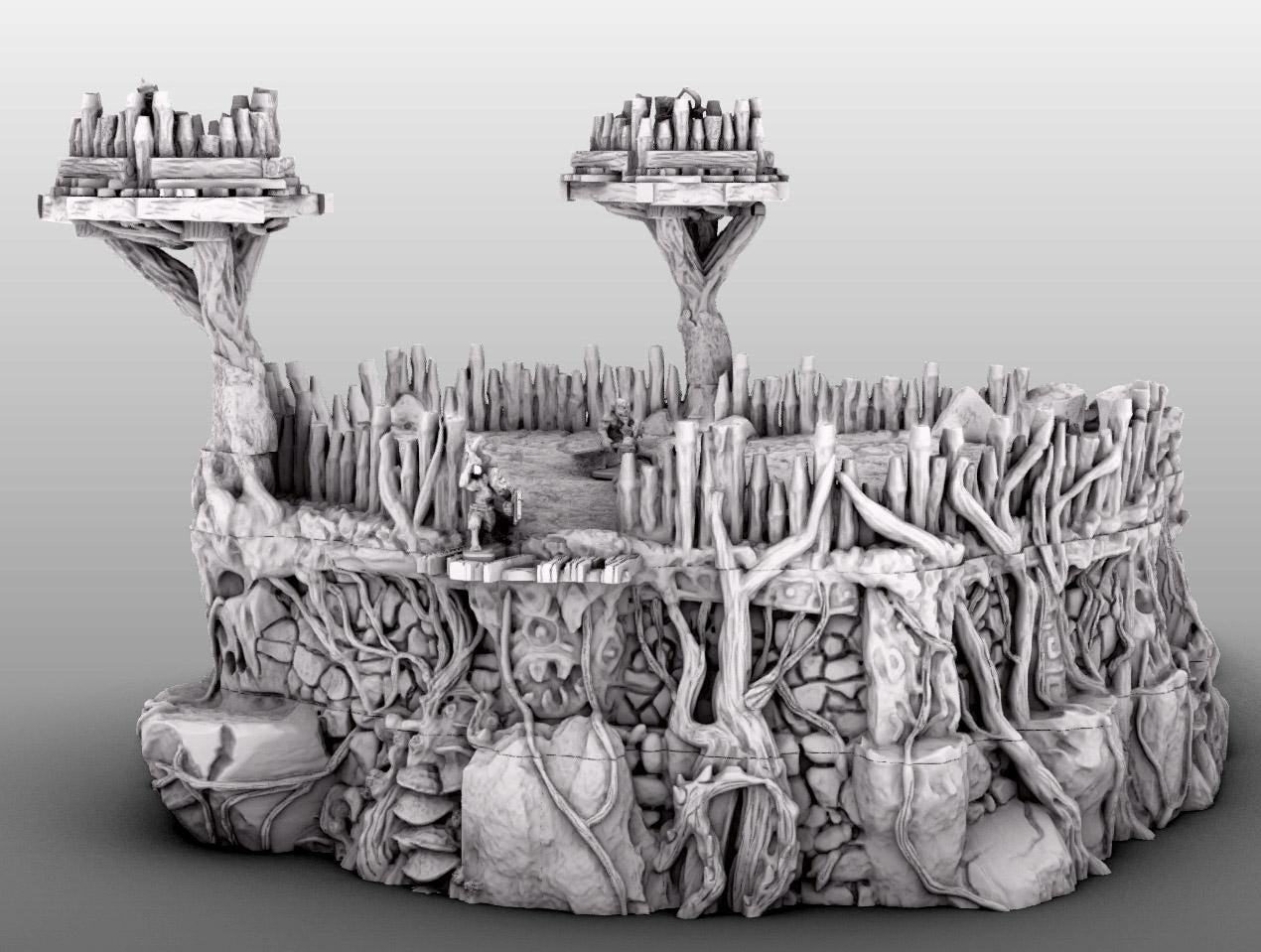Huge Swamp Goblin Fort by GameScape3D - 3D Printed Tabletop Terrain, Perfect for Wargames, Board Games, RPGs