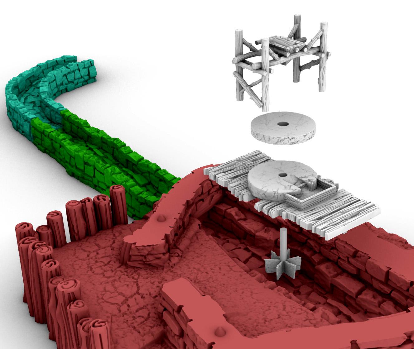 Primitive Mill and Watch Tower by GameScape3D - 3D Printed Tabletop Terrain, Perfect for Wargames, Board Games, RPGs