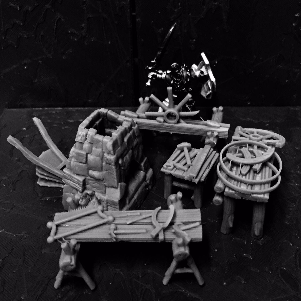 Wheel Wright and Small Smith by GameScape3D - 3D Printed Tabletop Terrain, Perfect for Wargames, RPGs