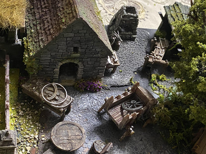 Wheel Wright and Small Smith by GameScape3D - 3D Printed Tabletop Terrain, Perfect for Wargames, RPGs