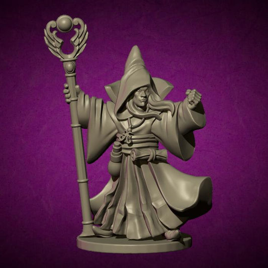 Elven Wizard, Fantasy Skirmish Miniatures by MoM Miniatures, perfect for Fantasy Wargames and RPGs