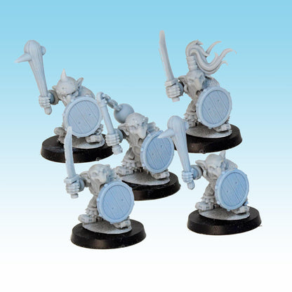 Goblin Warriors, Fantasy Skirmish Miniatures by MoM Miniatures, perfect for Fantasy Wargames and RPGs