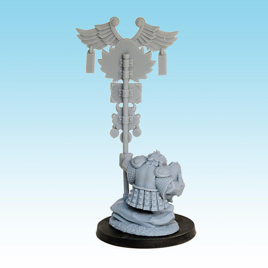 Dwarf Battle Banner, Fantasy Skirmish Miniatures by MoM Miniatures, perfect for Fantasy Wargames and RPGs