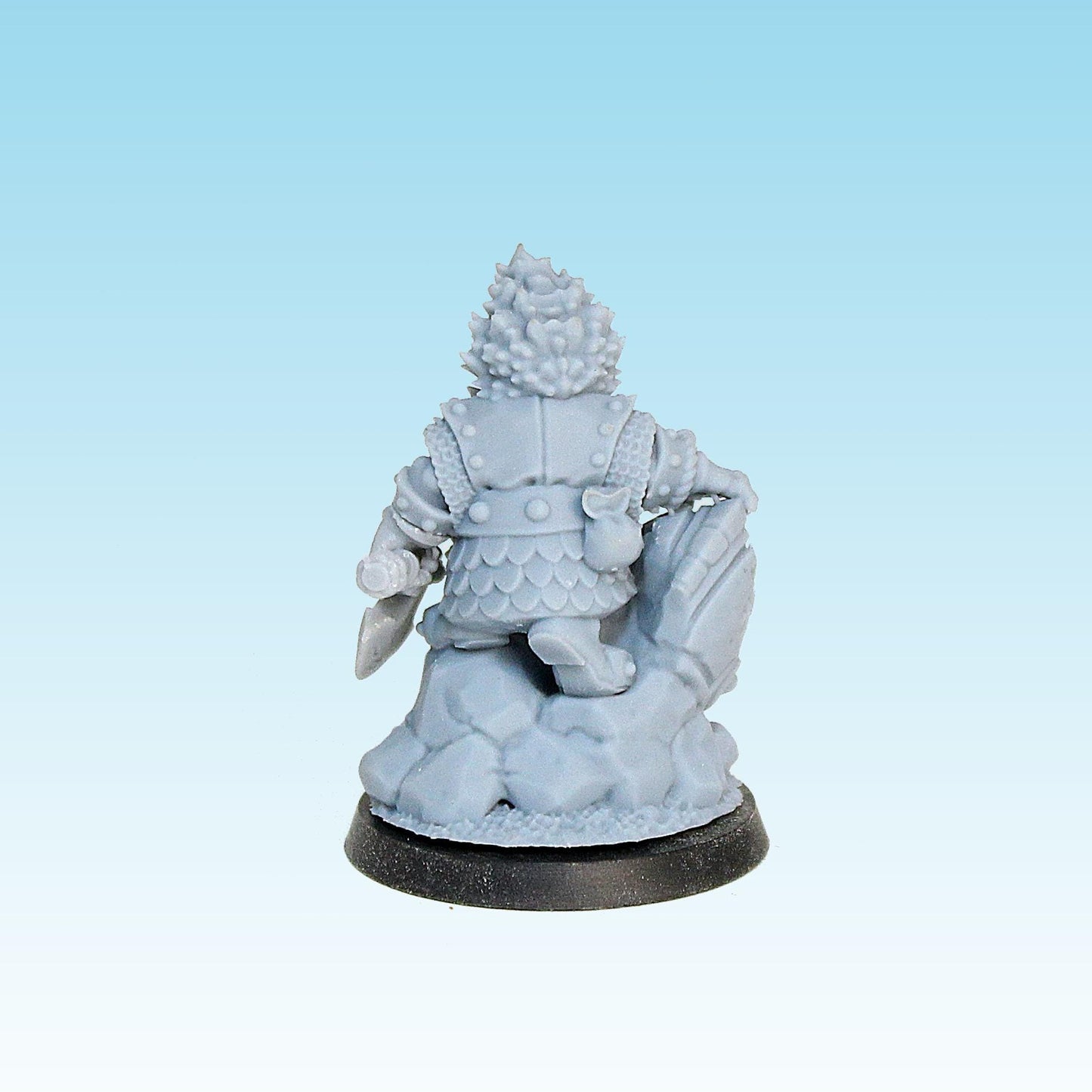 Grumpy Dwarf on Statue, Fantasy Skirmish Miniatures by MoM Miniatures, perfect for Fantasy Wargames and RPGs