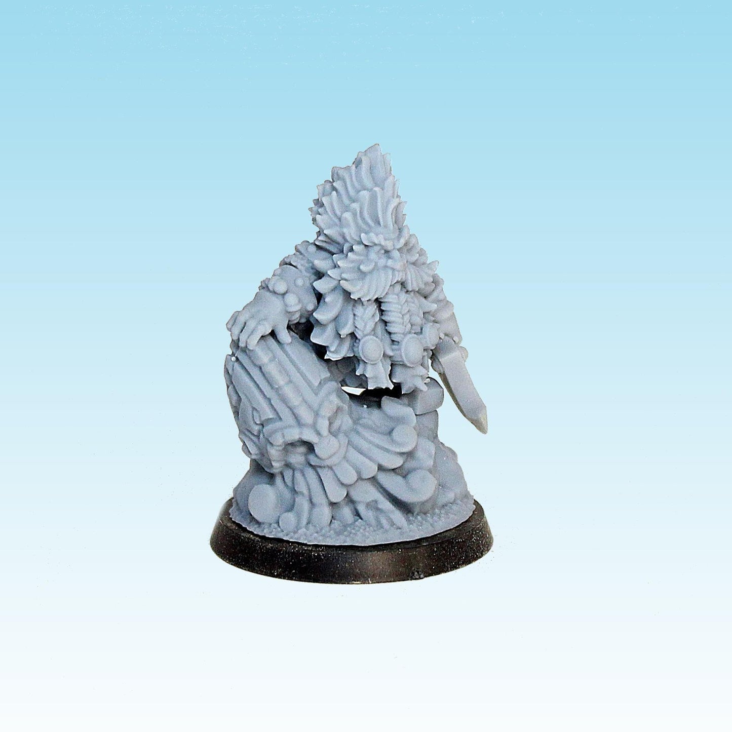 Grumpy Dwarf on Statue, Fantasy Skirmish Miniatures by MoM Miniatures, perfect for Fantasy Wargames and RPGs