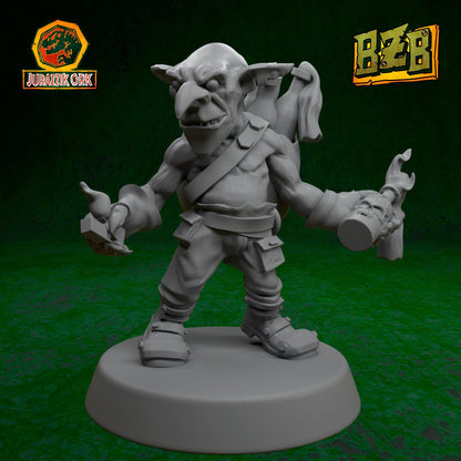 Goblin Molotov, Jurazzik Ork, Movie-inspired Orkish Menace Sculpted by Big Zkreen Boyz, Grimdark Compatible, Scaled for Sci-Fi Wargames