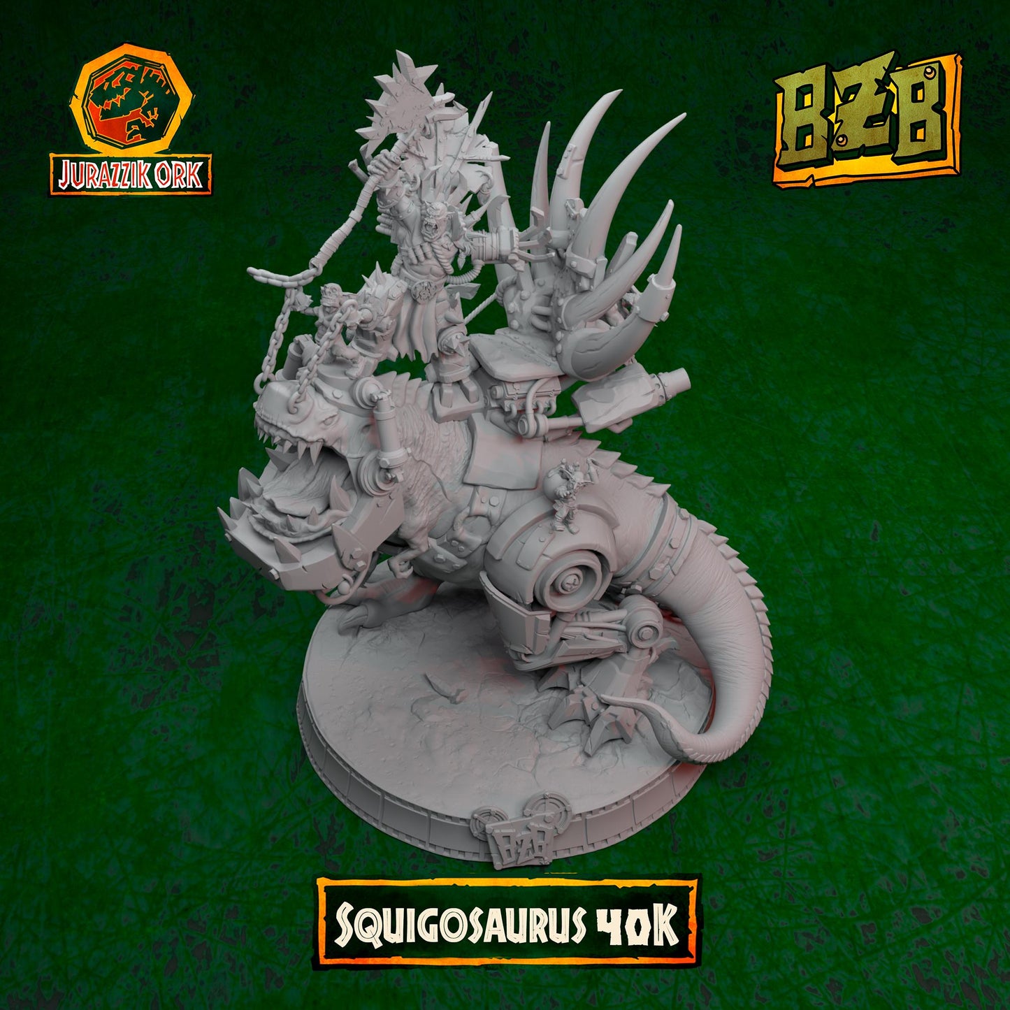 Squigosaurus 40K, Jurazzik Ork, Movie-inspired Orkish Menace Sculpted by Big Zkreen Boyz, Grimdark Compatible, Scaled for Sci-Fi Wargames