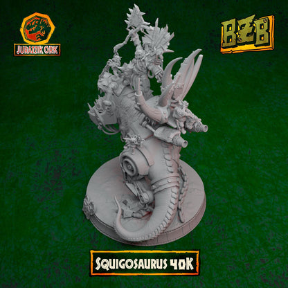 Squigosaurus 40K, Jurazzik Ork, Movie-inspired Orkish Menace Sculpted by Big Zkreen Boyz, Grimdark Compatible, Scaled for Sci-Fi Wargames