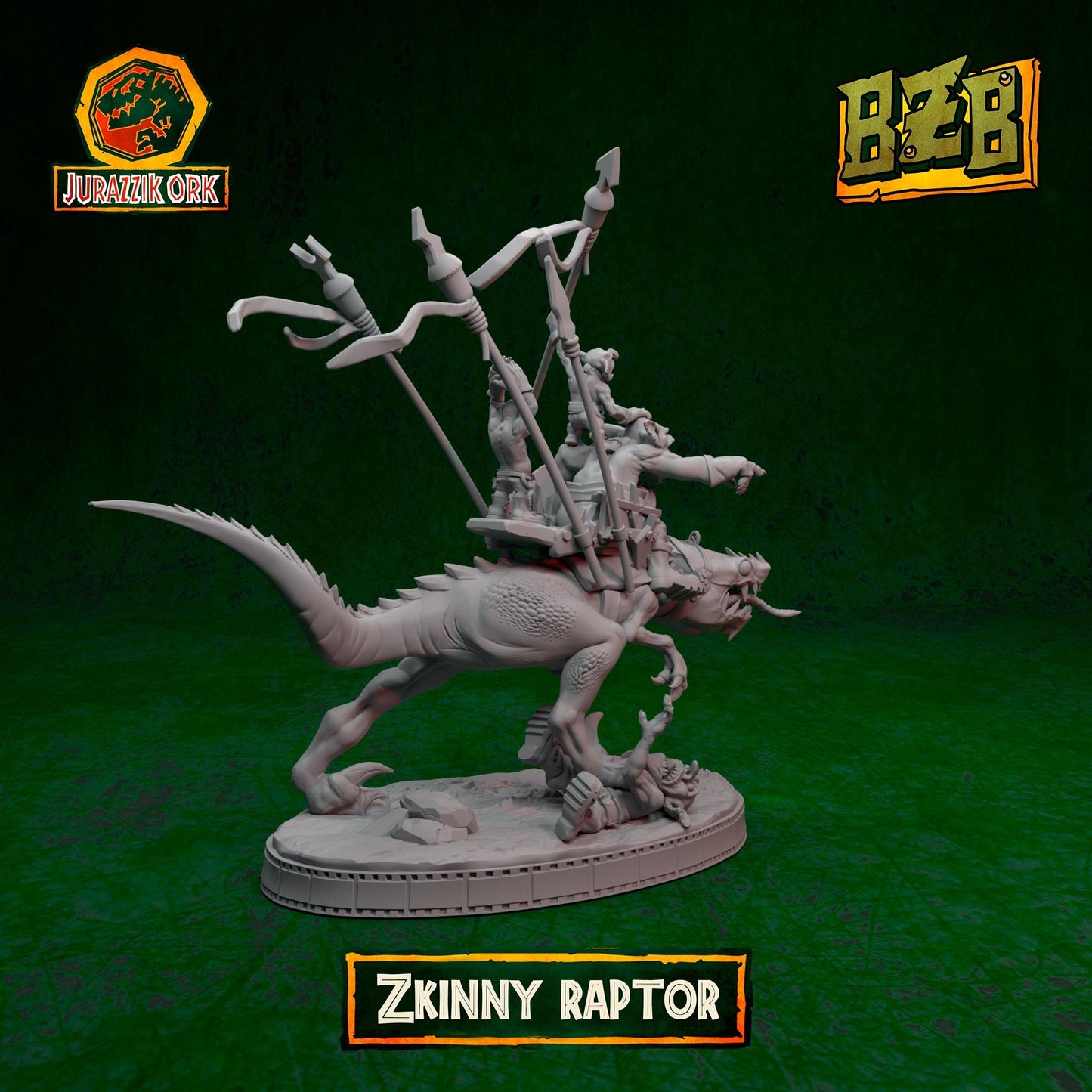 Zkinny Squigoraptor, Jurazzik Ork, Movie-inspired Orkish Menace Sculpted by Big Zkreen Boyz, Grimdark Compatible, Scaled for Sci-Fi Wargames