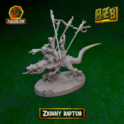 Zkinny Squigoraptor, Jurazzik Ork, Movie-inspired Orkish Menace Sculpted by Big Zkreen Boyz, Grimdark Compatible, Scaled for Sci-Fi Wargames