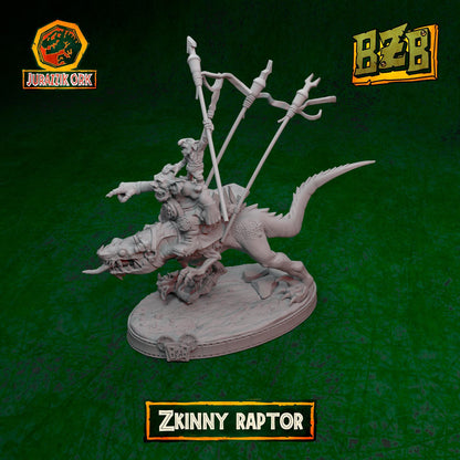 Zkinny Squigoraptor, Jurazzik Ork, Movie-inspired Orkish Menace Sculpted by Big Zkreen Boyz, Grimdark Compatible, Scaled for Sci-Fi Wargames