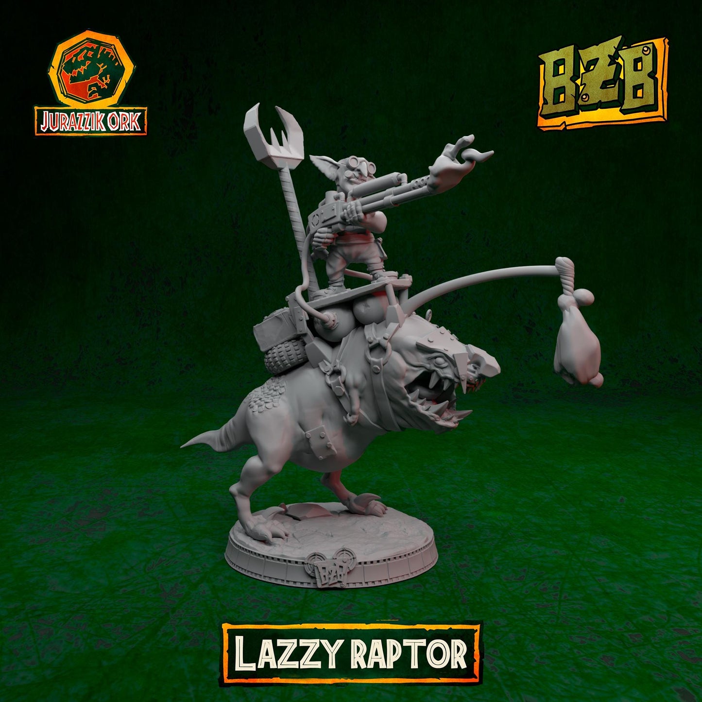 Lazzy Squigoraptor, Jurazzik Ork, Movie-inspired Orkish Menace Sculpted by Big Zkreen Boyz, Grimdark Compatible, Scaled for Sci-Fi Wargames