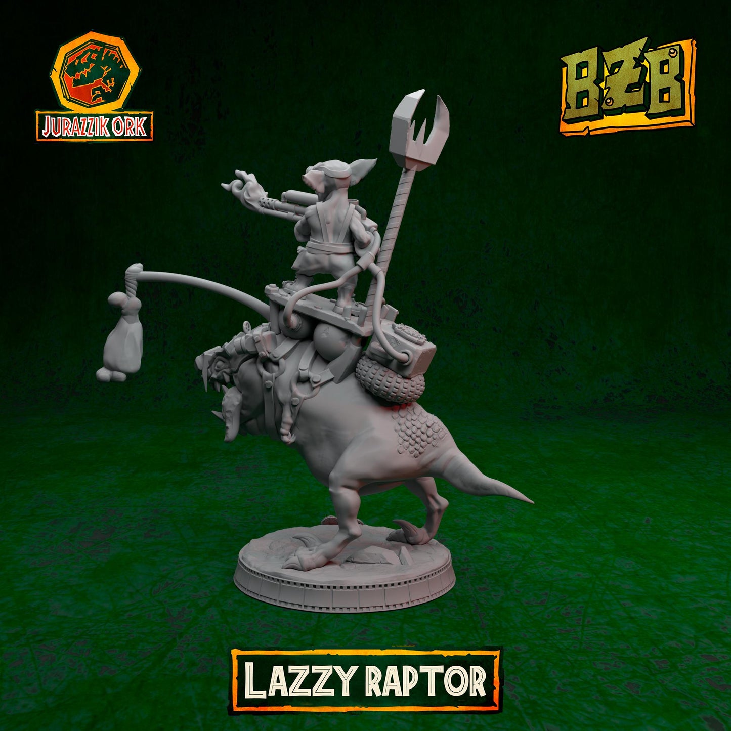 Lazzy Squigoraptor, Jurazzik Ork, Movie-inspired Orkish Menace Sculpted by Big Zkreen Boyz, Grimdark Compatible, Scaled for Sci-Fi Wargames