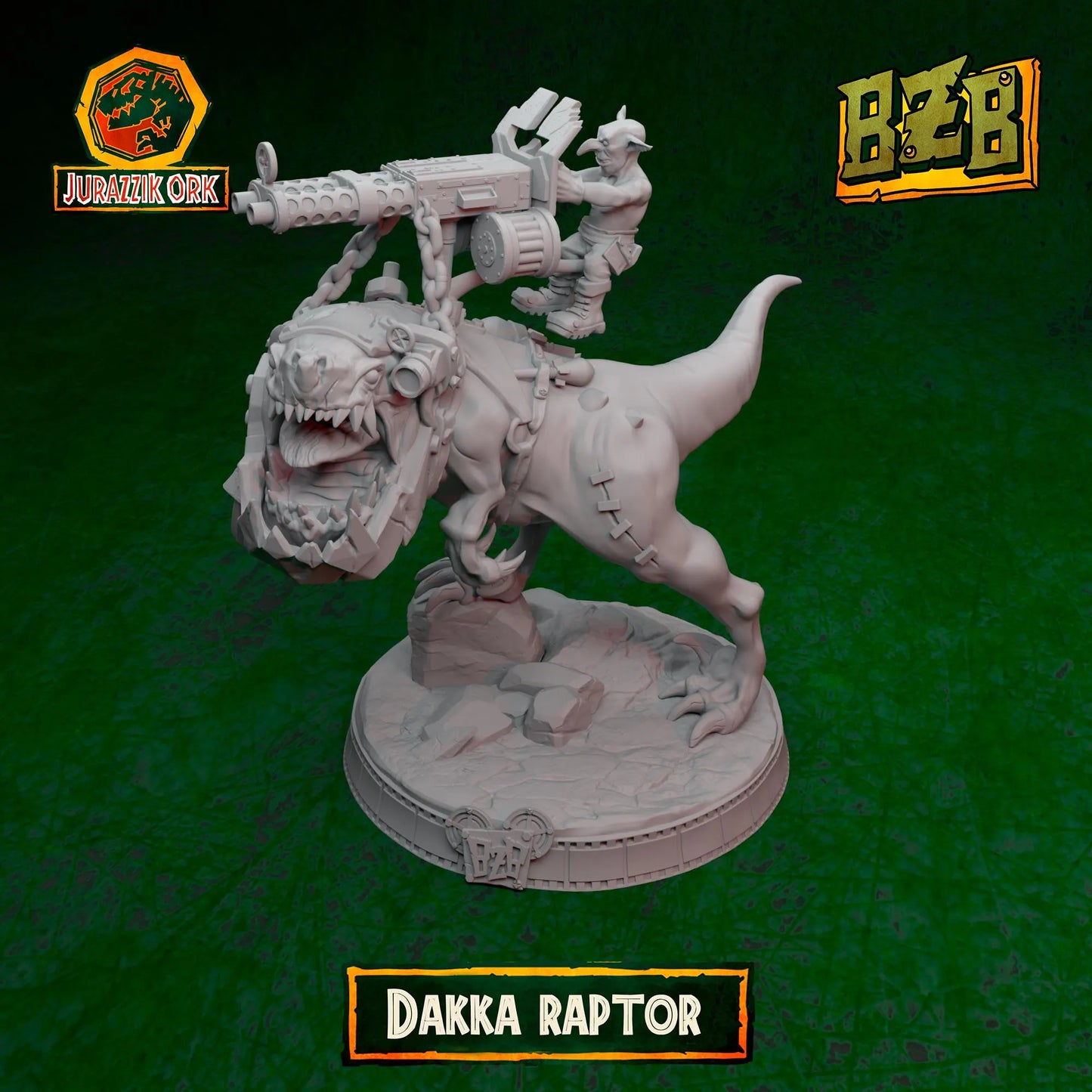 Dakka Squigoraptor, Jurazzik Ork, Movie-inspired Orkish Menace Sculpted by Big Zkreen Boyz, Grimdark Compatible, Scaled for Sci-Fi Wargames
