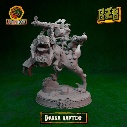 Dakka Squigoraptor, Jurazzik Ork, Movie-inspired Orkish Menace Sculpted by Big Zkreen Boyz, Grimdark Compatible, Scaled for Sci-Fi Wargames