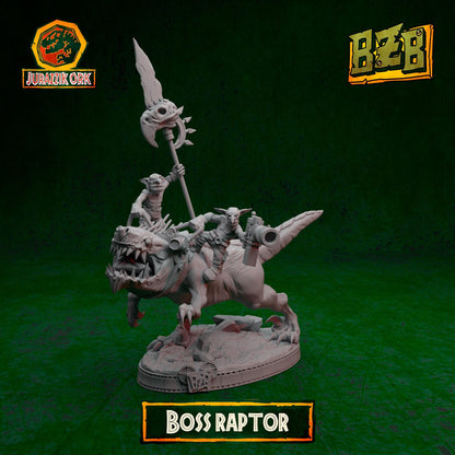 Boss Squigoraptor, Jurazzik Ork, Movie-inspired Orkish Menace Sculpted by Big Zkreen Boyz, Grimdark Compatible, Scaled for Sci-Fi Wargames