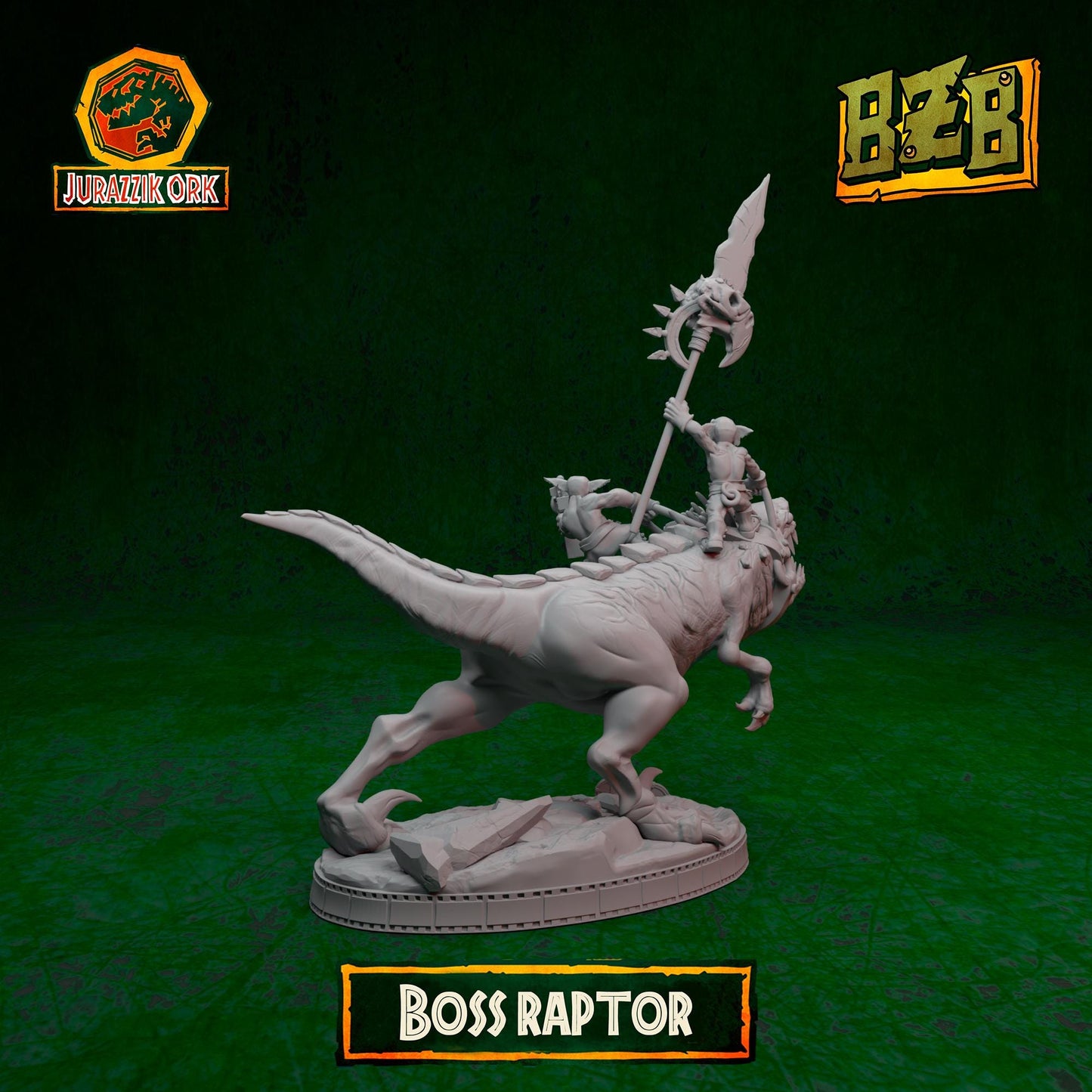 Boss Squigoraptor, Jurazzik Ork, Movie-inspired Orkish Menace Sculpted by Big Zkreen Boyz, Grimdark Compatible, Scaled for Sci-Fi Wargames