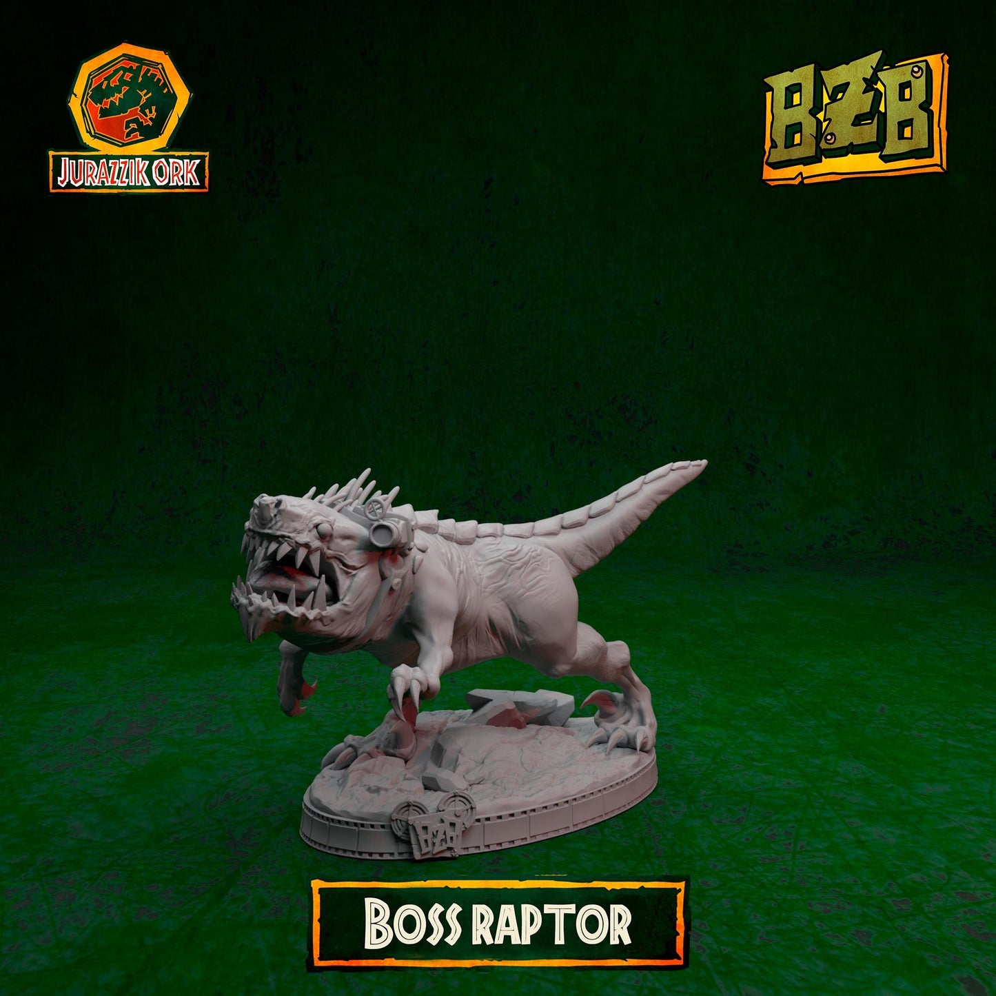 Boss Squigoraptor, Jurazzik Ork, Movie-inspired Orkish Menace Sculpted by Big Zkreen Boyz, Grimdark Compatible, Scaled for Sci-Fi Wargames