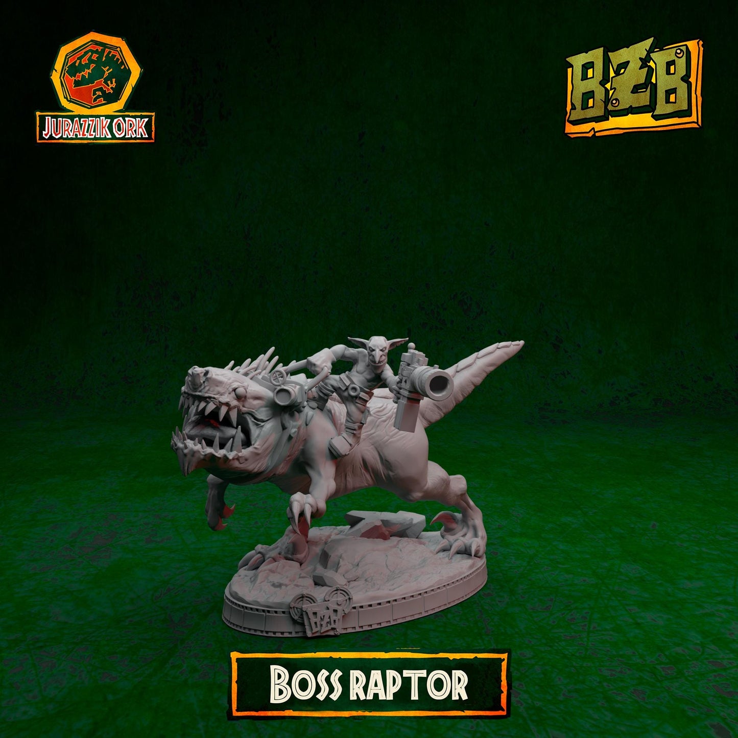 Boss Squigoraptor, Jurazzik Ork, Movie-inspired Orkish Menace Sculpted by Big Zkreen Boyz, Grimdark Compatible, Scaled for Sci-Fi Wargames