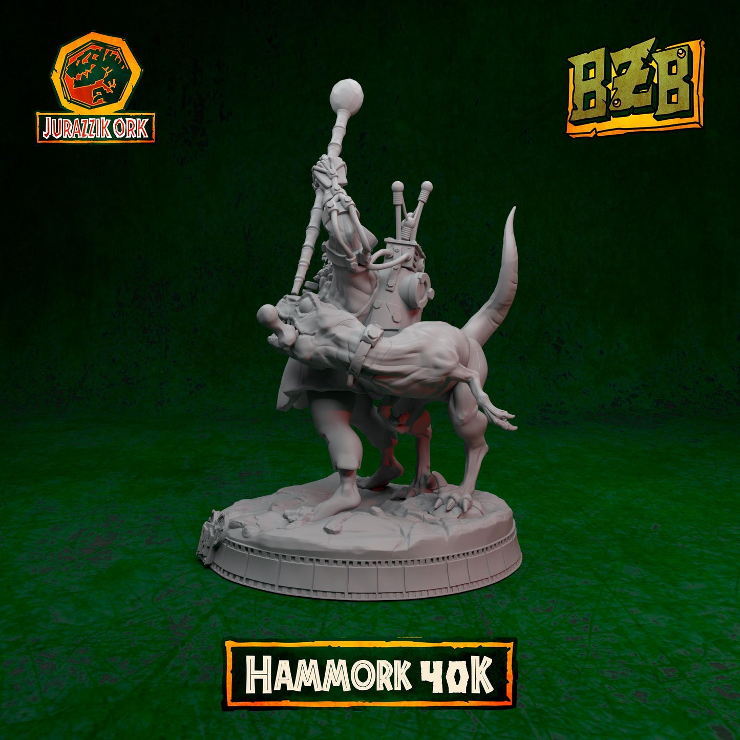 Hammork 40K, Jurazzik Ork, Movie-inspired Orkish Menace Sculpted by Big Zkreen Boyz, Grimdark Compatible, Scaled for Sci-Fi Wargames