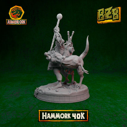 Hammork 40K, Jurazzik Ork, Movie-inspired Orkish Menace Sculpted by Big Zkreen Boyz, Grimdark Compatible, Scaled for Sci-Fi Wargames