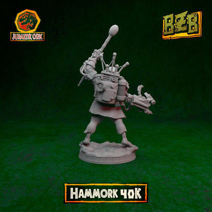 Hammork 40K, Jurazzik Ork, Movie-inspired Orkish Menace Sculpted by Big Zkreen Boyz, Grimdark Compatible, Scaled for Sci-Fi Wargames