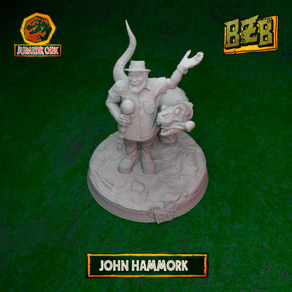 John Hammork, Jurazzik Ork, Movie-inspired Orkish Menace Sculpted by Big Zkreen Boyz, Grimdark Compatible, Scaled for Sci-Fi Wargames