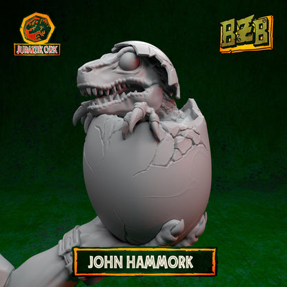 Hammork and da Dino - Bust, Jurazzik Ork, Movie-inspired Orkish Menace Sculpted by Big Zkreen Boyz, Grimdark Compatible, for Sci-Fi Wargames