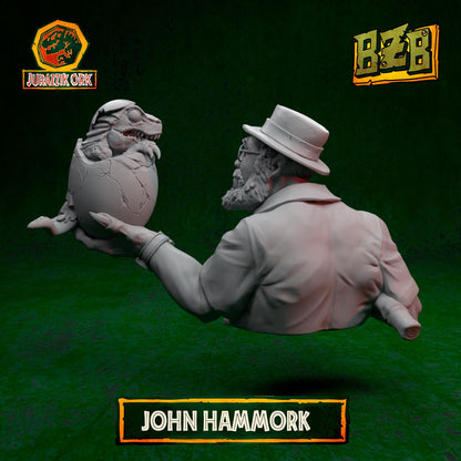 Hammork and da Dino - Bust, Jurazzik Ork, Movie-inspired Orkish Menace Sculpted by Big Zkreen Boyz, Grimdark Compatible, for Sci-Fi Wargames