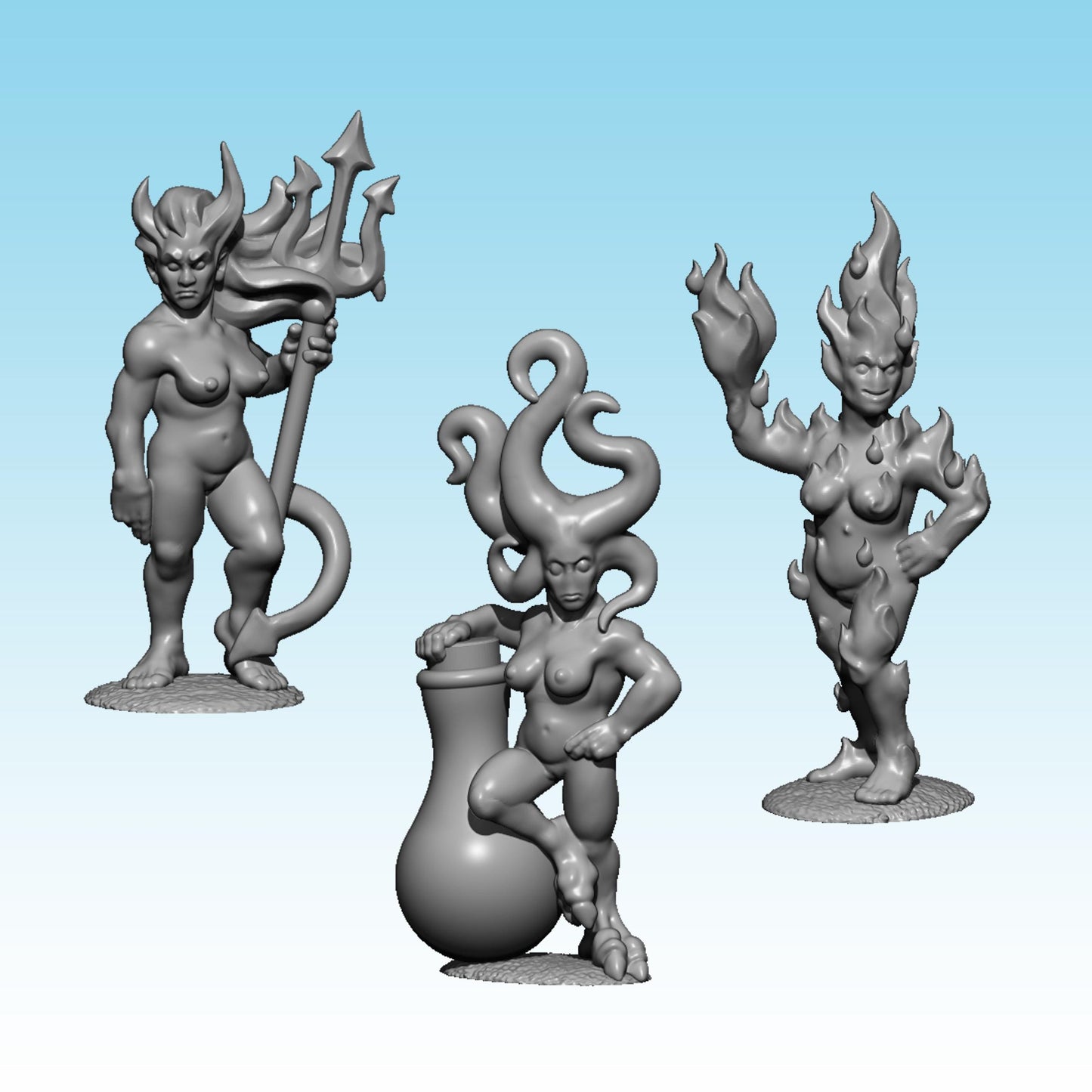 Female Familiars, Fantasy Skirmish Miniatures by MoM Miniatures, perfect for Fantasy Wargames and RPGs