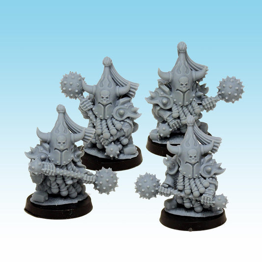 Infernal Dwarf Guards with Mace, Fantasy Skirmish Miniatures by MoM Miniatures, perfect for Fantasy Wargames and RPGs