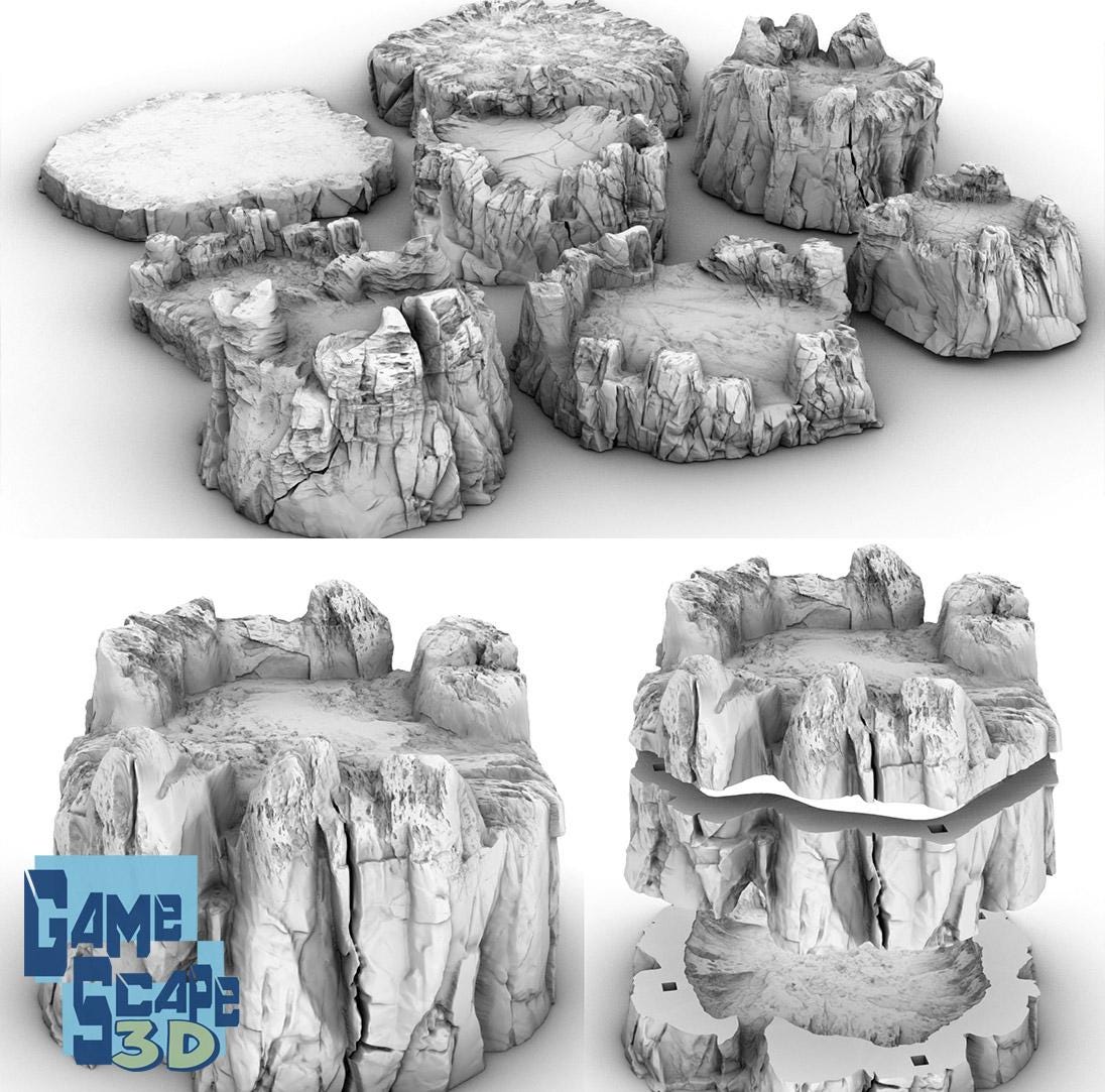 Buttes with Cave Options by GameScape3D - 3D Printed Tabletop Terrain, Perfect for Wargames, Board Games, Role Playing Games