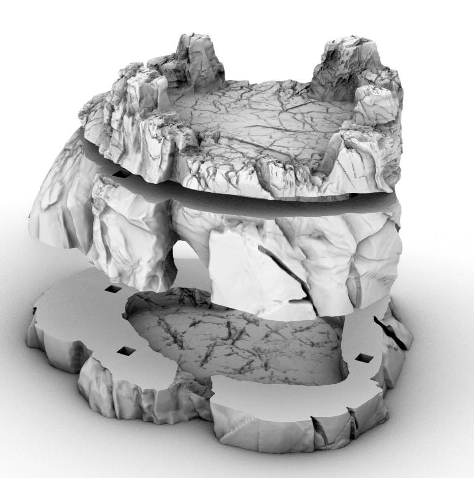 Buttes with Cave Options by GameScape3D - 3D Printed Tabletop Terrain, Perfect for Wargames, Board Games, Role Playing Games