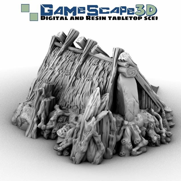 Goblin Swamp Shack by GameScape3D - 3D Printed Tabletop Terrain, Perfect for Wargames, Board Games, RPGs