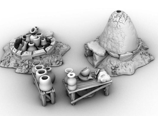 Ceramics Work Site by GameScape3D - 3D Printed Tabletop Terrain, Perfect for Wargames, Board Games, RPGs