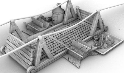 Darkage River Steam Ferry by GameScape3D - 3D Printed Tabletop Terrain, Perfect for Wargames, Board Games, RPGs