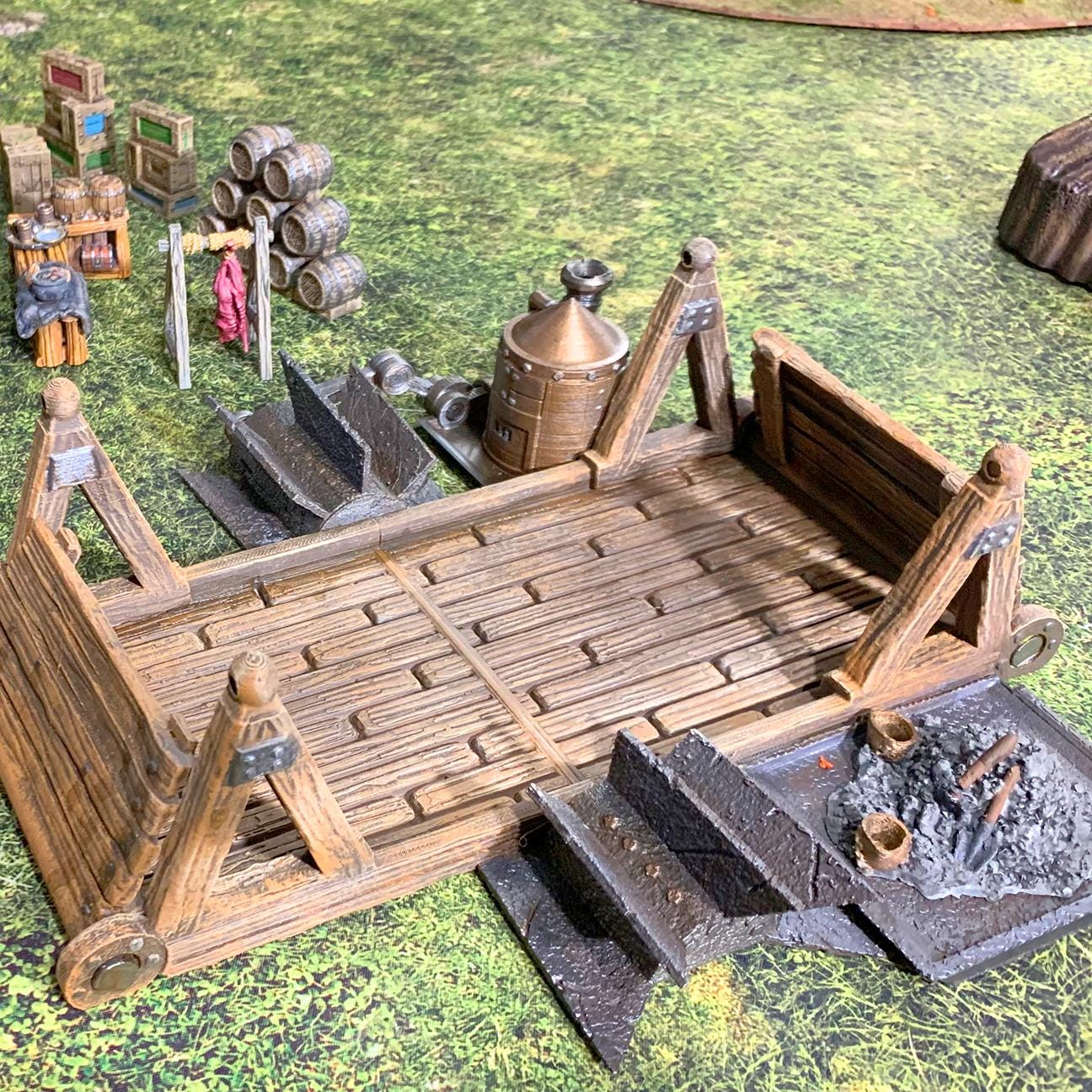 Darkage River Steam Ferry by GameScape3D - 3D Printed Tabletop Terrain, Perfect for Wargames, Board Games, RPGs