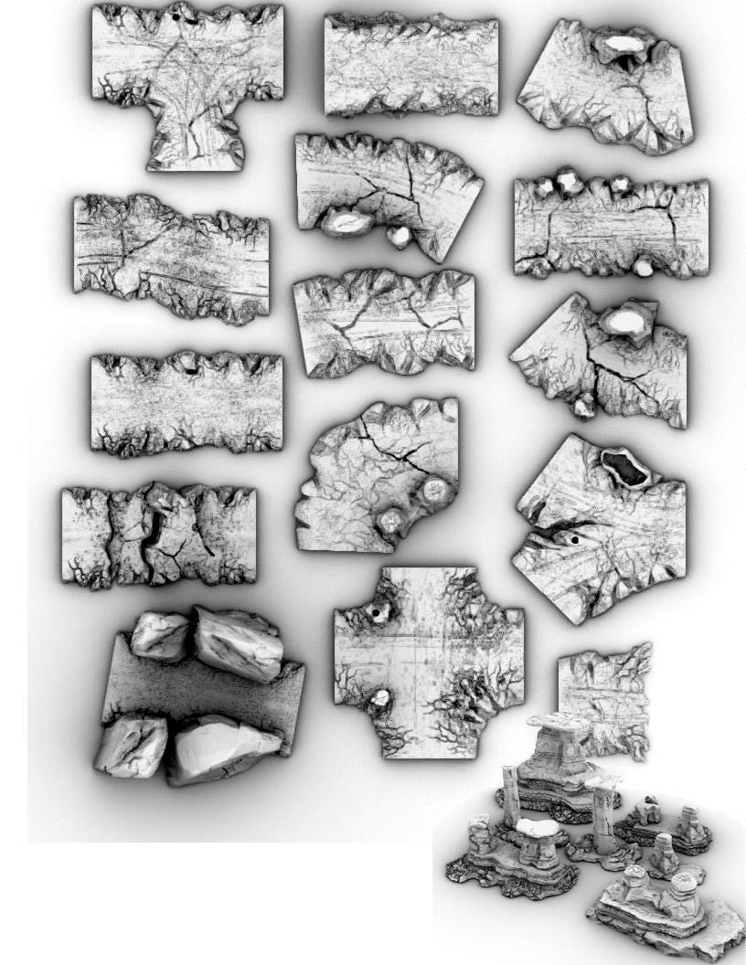 Badland Road Set - 3D Printed Tabletop Terrain, Perfect for Wargames, Board Games, Role Playing Games