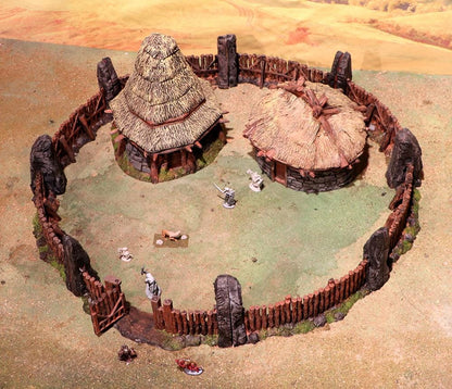 Celtic Pallisade and Homestead by GameScape3D - 3D Printed Tabletop Terrain, Perfect for Wargames, Board Games, RPGs