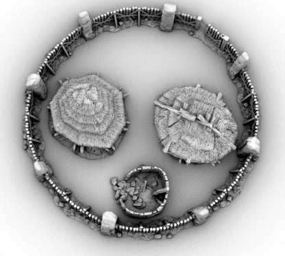 Celtic Pallisade and Homestead by GameScape3D - 3D Printed Tabletop Terrain, Perfect for Wargames, Board Games, RPGs