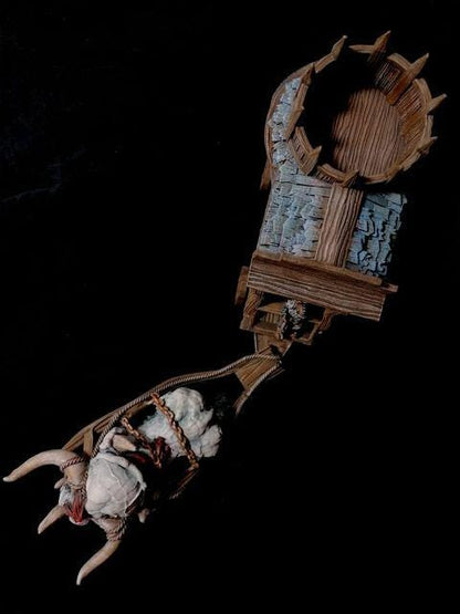 Merchant Wagon and Dire OX by GameScape3D - 3D Printed Tabletop Terrain, Perfect for Wargames, RPGs