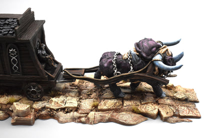 Merchant Wagon and Dire OX by GameScape3D - 3D Printed Tabletop Terrain, Perfect for Wargames, RPGs