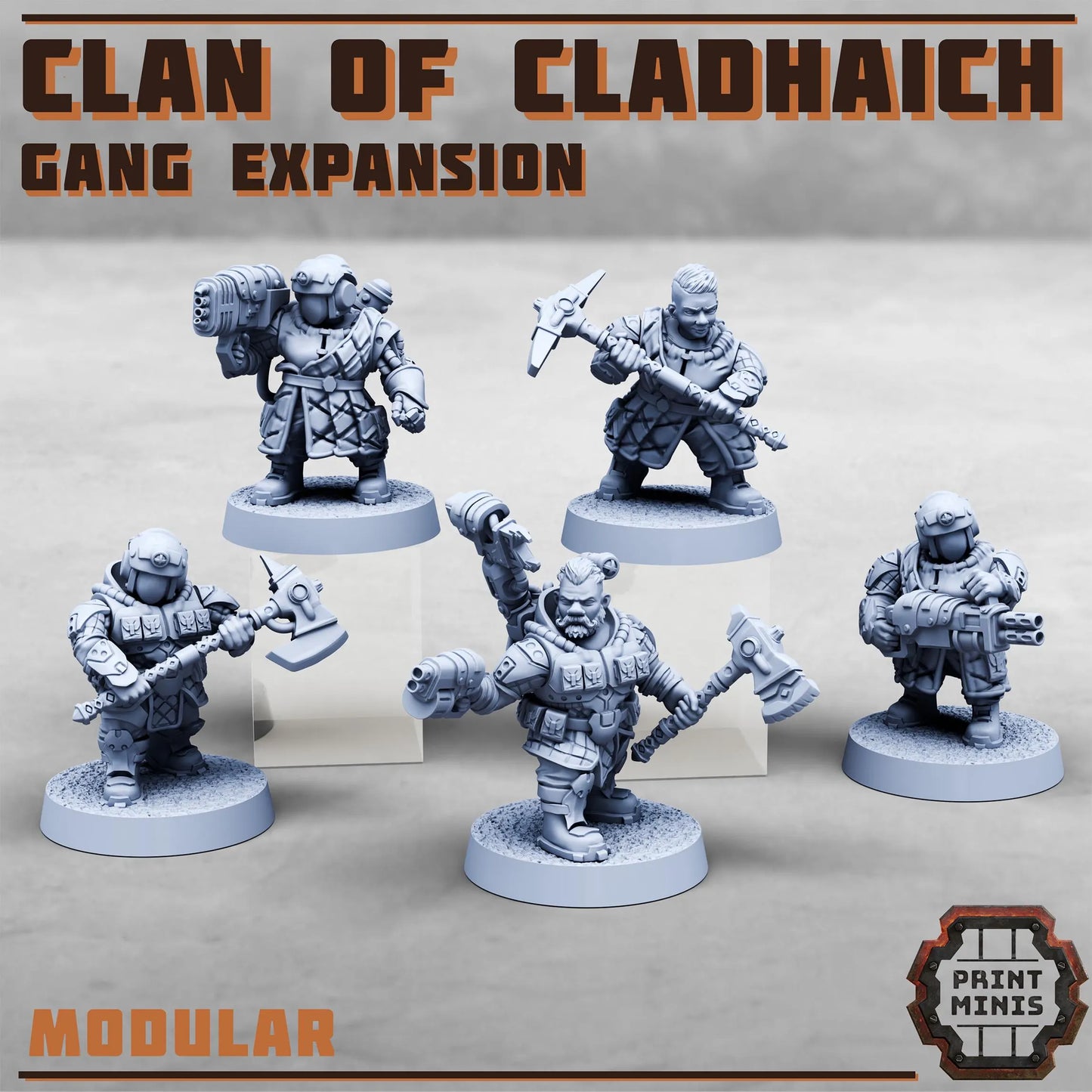 Clan of Cladhaich - Mini Gang Expansion - Dwarf Gang -  Sci-Fi Grimdark Space Dwarf Mercenaries by Print Minis