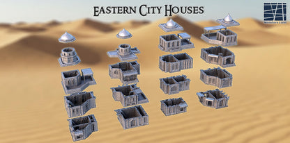 Eastern City Houses - Tabletop Terrain - 28 MM, Tabletop 3D Printed Terrain by MiniatureLand, Perfect for Wargaming and RPGs