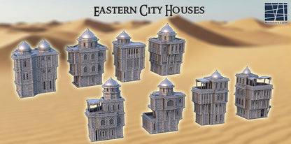 Eastern City Houses - Tabletop Terrain - 28 MM, Tabletop 3D Printed Terrain by MiniatureLand, Perfect for Wargaming and RPGs