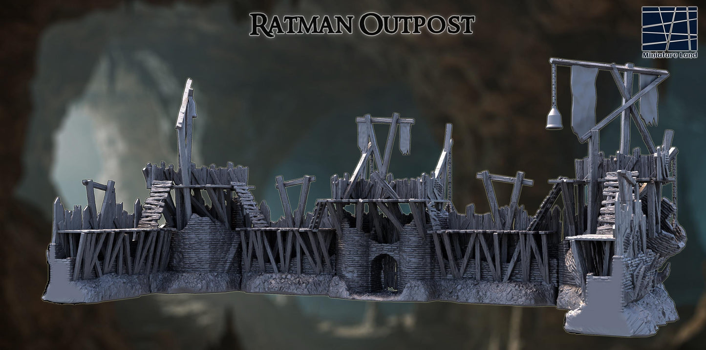 Ratman Outpost- Tabletop Terrain - 28 MM, Tabletop 3D Printed Terrain by MiniatureLand, Perfect for Wargaming and RPGs